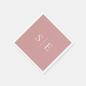 Elegant Dusty Rose Monogram Minimalistisch Napkins Serviette (Ecke)