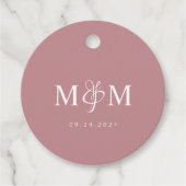 Elegant Dusty Rose Monogram Script Wedding Geschenkanhänger (Vorderseite)