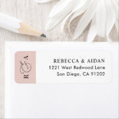 Elegant Dusty Rose Monogram Wedding Rücksendeadres (Insitu)