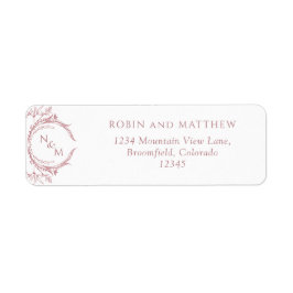 Elegant Dusty Rose Monogram Wedding Rücksendeadres