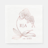 Elegant Dusty Rose Orchid Monogram Wedding Napkins Serviette (Vorderseite)
