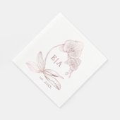 Elegant Dusty Rose Orchid Monogram Wedding Napkins Serviette (Ecke)