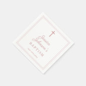 Elegant Dusty Rose Pink Border Baptism Serviette (Ecke)