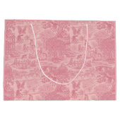 Elegant Dusty Rose Pink Rococo Revival Toile Große Geschenktüte (Rückseite)