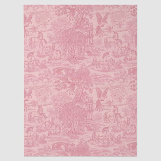 Elegant Dusty Rose Pink Rococo Revival Toile  Seidenpapier (Vorderseite)