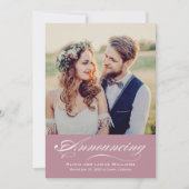 Elegant Dusty Rose Script Wedding Foto Empfang Einladung (Vorderseite)