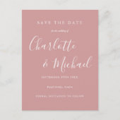 Elegant Dusty Rose Script Wedding Save the Date Postkarte (Vorderseite)