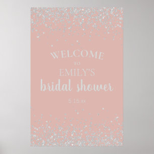 Elegant Dusty Rose Silver Confetti Brautparty Poster