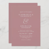 Elegant Dusty Rose Silver Wedding Einladung (Vorne/Hinten)