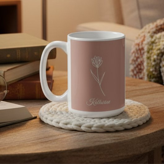 Elegant Dusty Rose Simple Flower Name Kaffeetasse