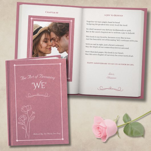 Elegant Dusty Rose Storybook Photo Anniversary Karte