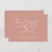 Elegant Dusty Rose Trendy Script Custom Wedding Dankeskarte (Vorne/Hinten)