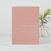 Elegant Dusty Rose Trendy Script Minimal Wedding Einladung (Stehend Vorderseite)