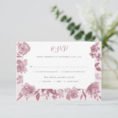 Elegant Dusty Rose Watercolor Floral Wedding RSVP (Stehend Vorderseite)