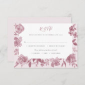 Elegant Dusty Rose Watercolor Floral Wedding RSVP (Vorne/Hinten)