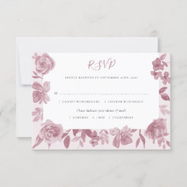 Elegant Dusty Rose Watercolor Floral Wedding RSVP