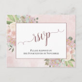 Elegant Dusty Rose Watercolor Floral Wedding RSVP Postkarte (Vorderseite)