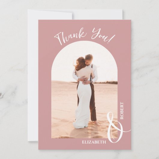 Elegant Dusty Rose Wedding Foto Dankeskarte (Vorderseite)