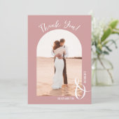 Elegant Dusty Rose Wedding Foto Dankeskarte (Stehend Vorderseite)