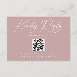 Elegant Dusty Rose Wedding RSVP Qr Code Begleitkarte