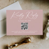 Elegant Dusty Rose Wedding RSVP Qr Code Begleitkarte