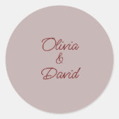 Elegant Dusty Rose Wedding Runder Aufkleber (Vorderseite)