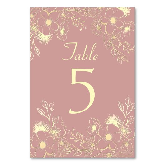 Elegant Dusty Rose Wedding Tischnummer (Vorderseite)