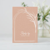 Elegant Dusty Rose With QR Code Wedding Reply By RSVP Karte (Stehend Vorderseite)