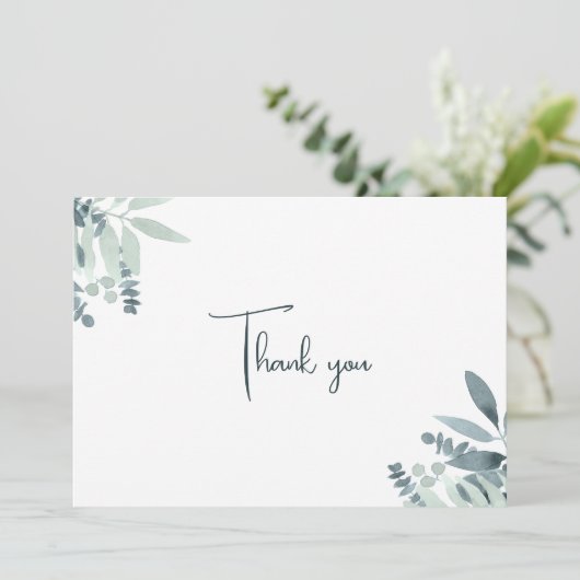 Elegant Dusty Sage Grüne Wasserfarbenwelt Dankeskarte (Stehend Vorderseite)