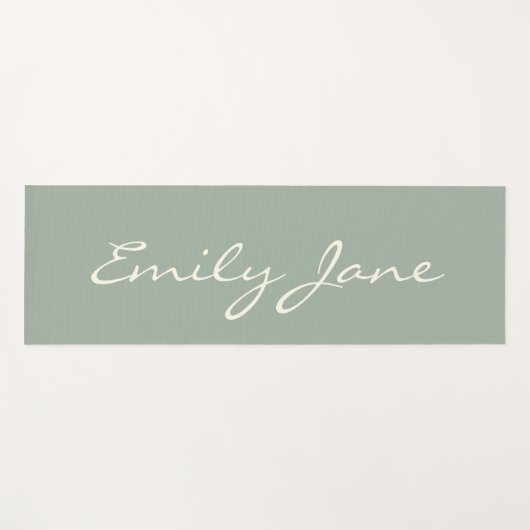 Elegant Dusty Sage Handgeschriebener Skriptname Be Yogamatte (Vorderseite (Horizontal))