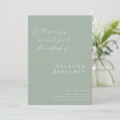 Elegant Dusty Sage Minimalistisch Chic Script Wedd Einladung (Stehend Vorderseite)