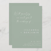 Elegant Dusty Sage Minimalistisch Chic Script Wedd Einladung (Vorne/Hinten)