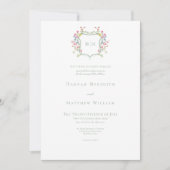 Elegant Dusty Sage Pastel Wildflower Crest Wedding Einladung (Vorderseite)