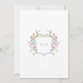 Elegant Dusty Sage Pastel Wildflower Crest Wedding Einladung (Rückseite)