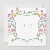 Elegant Dusty Sage Pastel Wildflower Crest Wedding Save The Date (Rückseite)