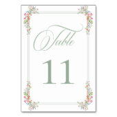 Elegant Dusty Sage Pastel Wildflower Crest Wedding Tischnummer (Rückseite)