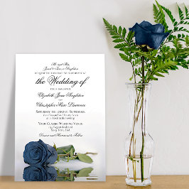 Elegant Dusty Steel Blue Gray Rose Formal Wedding Einladung