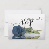 Elegant Dusty Steel Blue Rose Reflections Wedding RSVP Karte (Vorderseite)