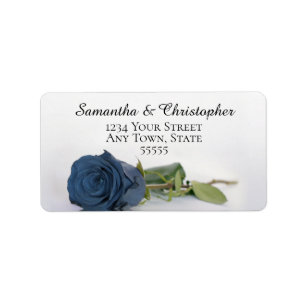 Elegant Dusty Steel Blue Rose Wedding Address Adressaufkleber