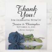Elegant Dusty Steel Blue Rose Wedding Vielen Dank Weinetikett (Einzelnes Label)