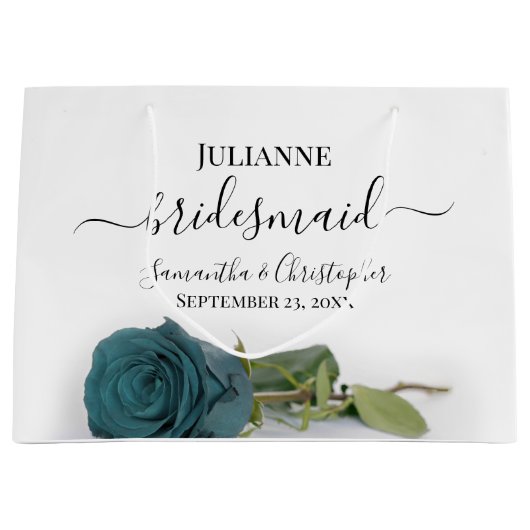 Elegant Dusty Teal Rose Posh Bridesmaid Wedding Große Geschenktüte (Vorderseite)