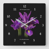 Elegant Dutch Iris Lila Sensation Blume Quadratische Wanduhr (Vorderseite)