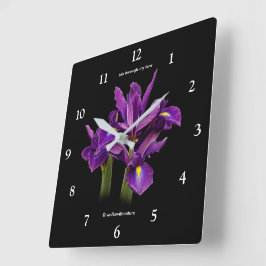 Elegant Dutch Iris Lila Sensation Blume Quadratische Wanduhr
