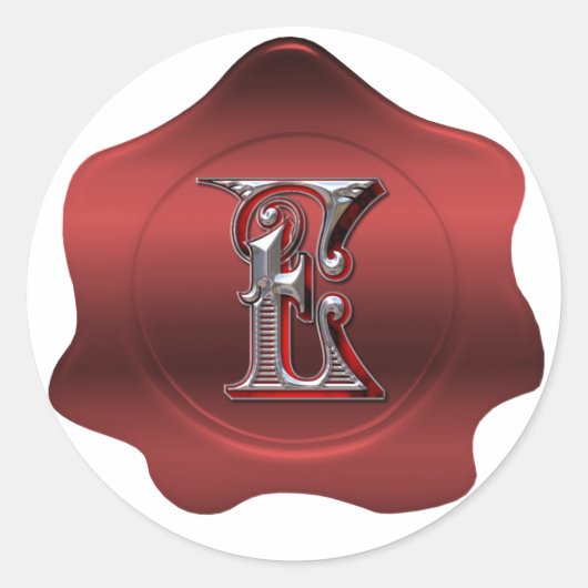 Elegant E Monogram Red Wax Siegel Look Sticker (Vorderseite)
