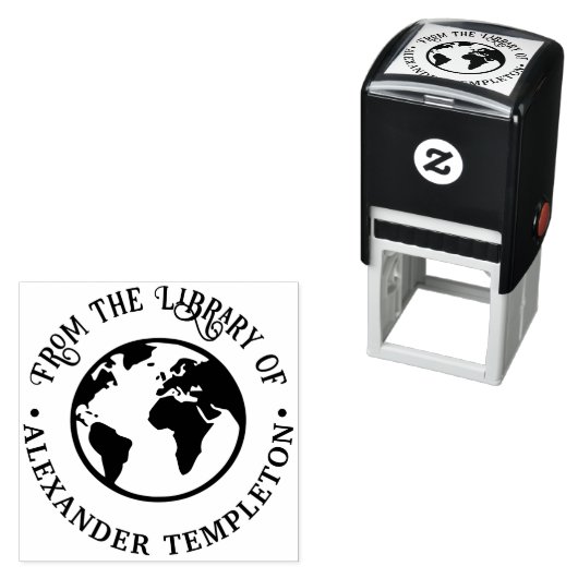 Elegant Earth World Globe Map Library Book Permastempel (Beispiel)