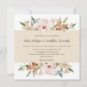Elegant Earthy Blooms Butter Beige Square Wedding Einladung (Vorderseite)