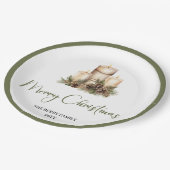 Elegant Earthy Christmas Custom Family Name Boho Pappteller (Schrägansicht)