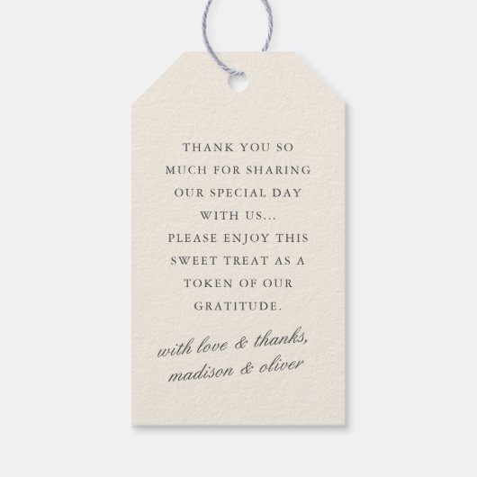 Elegant Earthy Floral Chic Cream Wedding Geschenkanhänger (Rückseite)