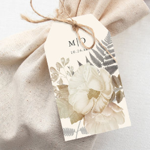 Elegant Earthy Floral Chic Cream Wedding Geschenkanhänger