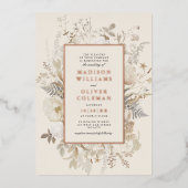 Elegant Earthy Floral Chic Cream Wedding REAL Folieneinladung (Vorderseite)